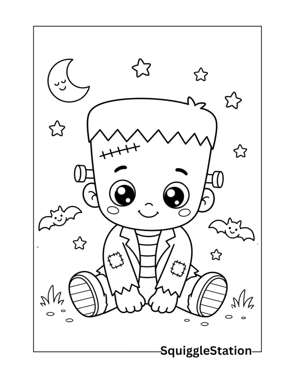 Cute Frankenstein Coloring Pages (Free Easy Halloween Printable PDFs ...