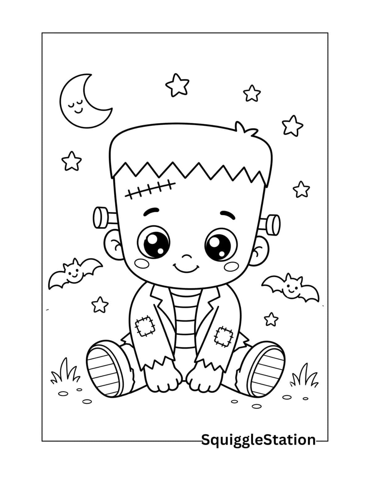 Cute Frankenstein Coloring Pages (Free Easy Halloween Printable PDFs ...