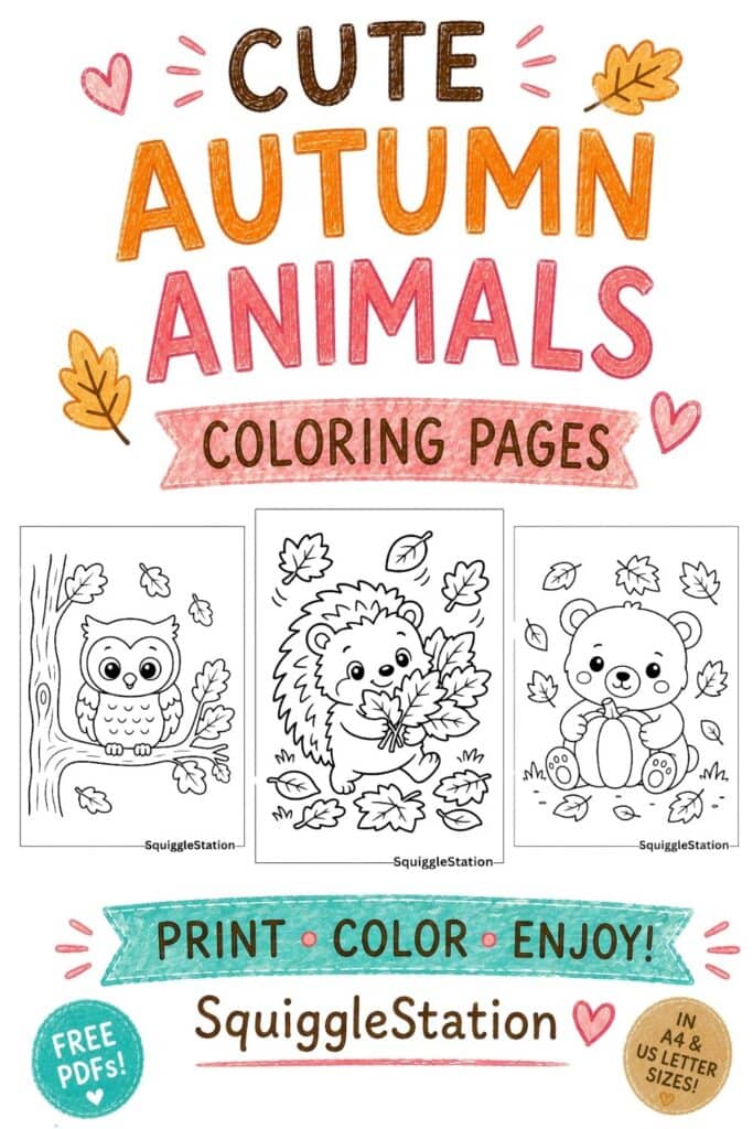 Cute Autumn Animals Coloring Pages (Free Printable PDFs) 11 Cute autumn animals coloring pages with free printable PDFs in A4 and US Letter sizes
