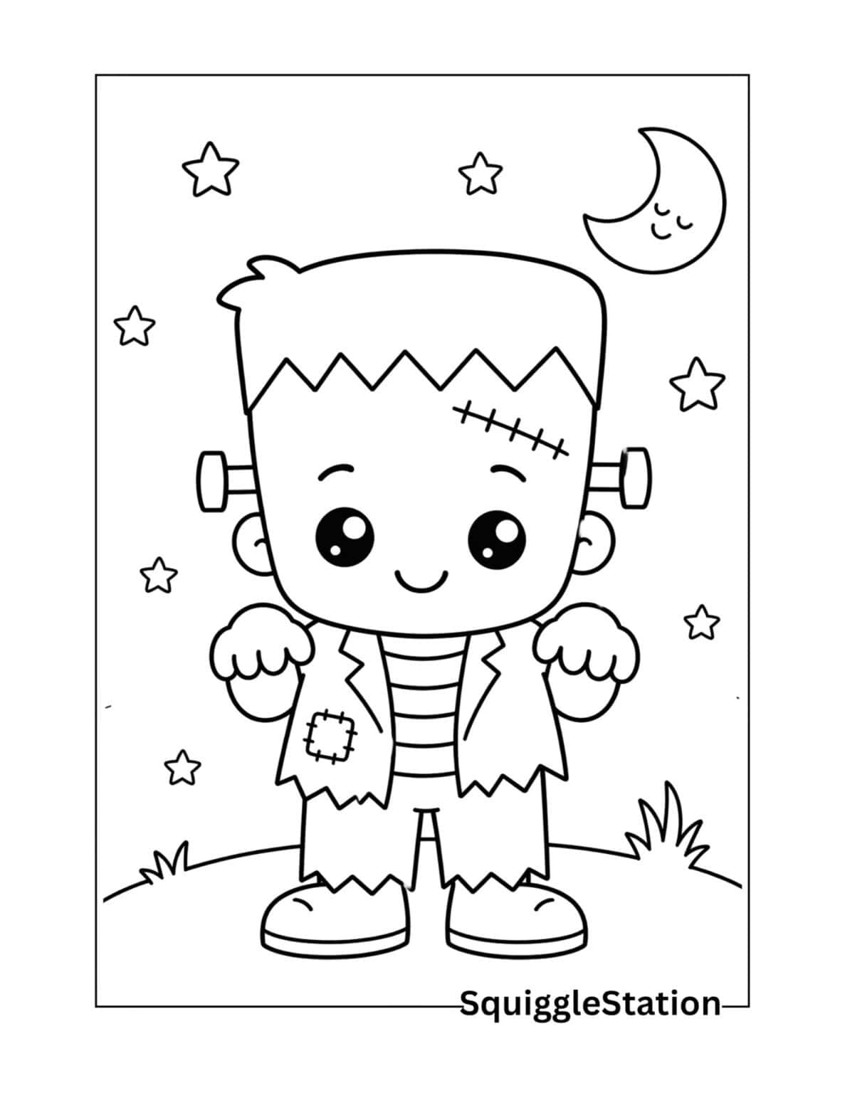 Cute Frankenstein Coloring Pages (Free Easy Halloween Printable PDFs ...
