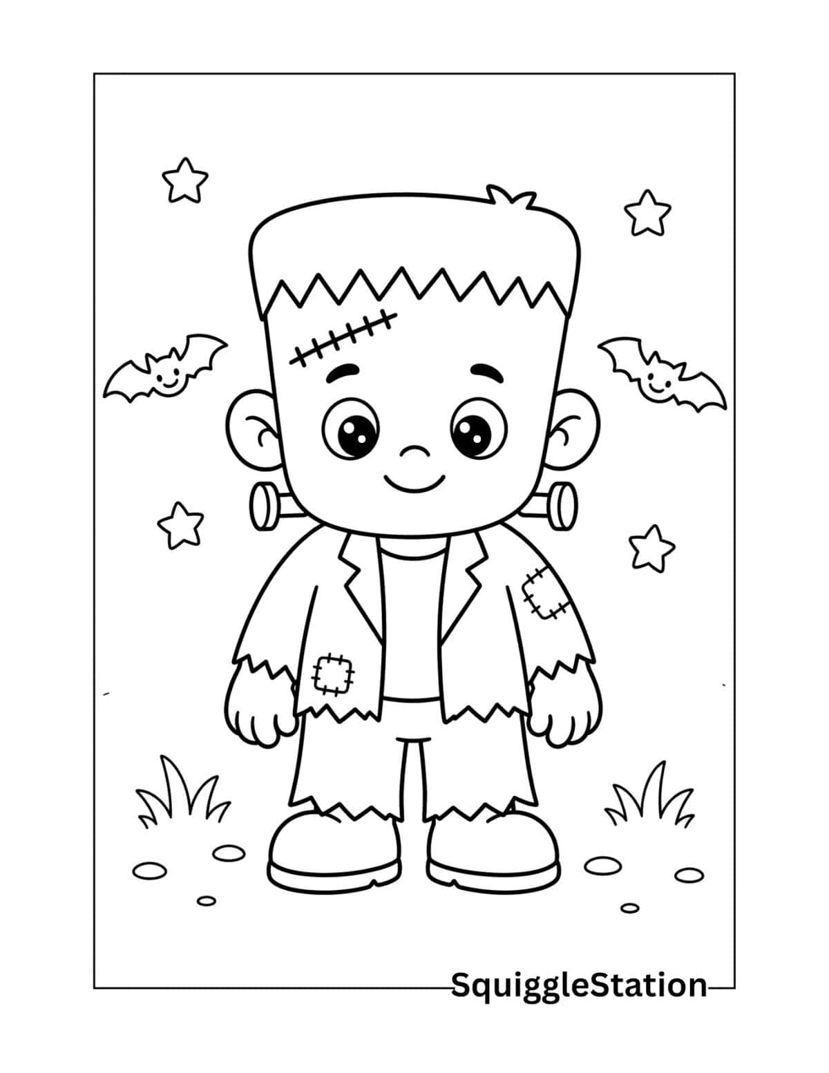 Cute Frankenstein Coloring Pages (Free Easy Halloween Printable PDFs ...