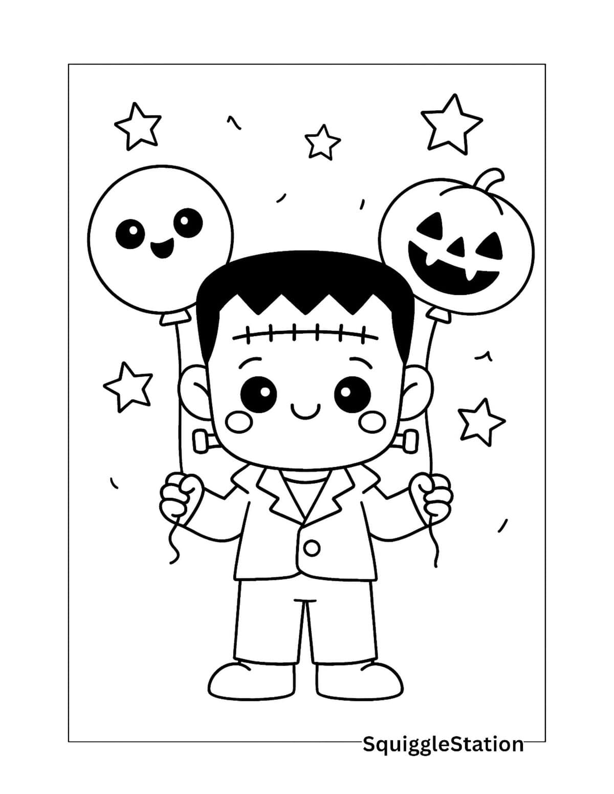 Cute Frankenstein Coloring Pages (Free Easy Halloween Printable PDFs ...