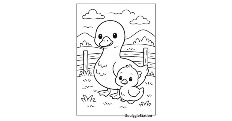 Cute and simple goose coloring pages for kids – free printable farm bird sheets with bold outlines