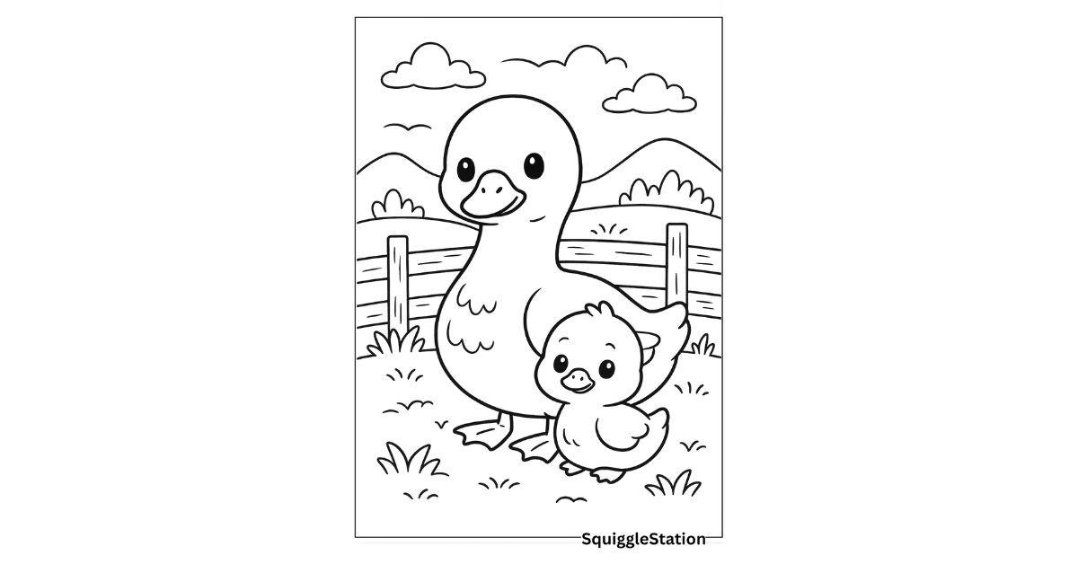 Cute and simple goose coloring pages for kids – free printable farm bird sheets with bold outlines