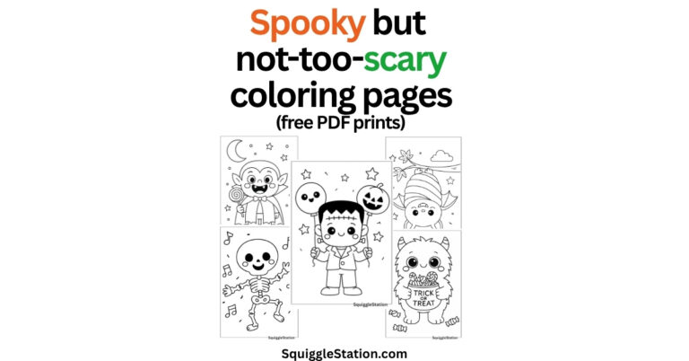 Collection of five free printable Halloween coloring pages for kids, featuring a happy dancing skeleton, cute bat in a blanket, smiling Frankenstein, goofy vampire with lollipop, and friendly monster with a trick-or-treat candy bucket.