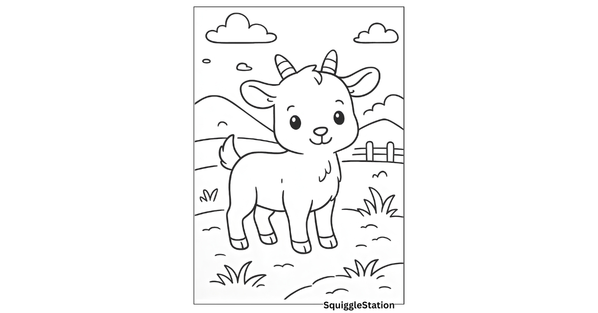 Cute and simple goat coloring pages for kids – free printable farm goat sheets with bold outlines