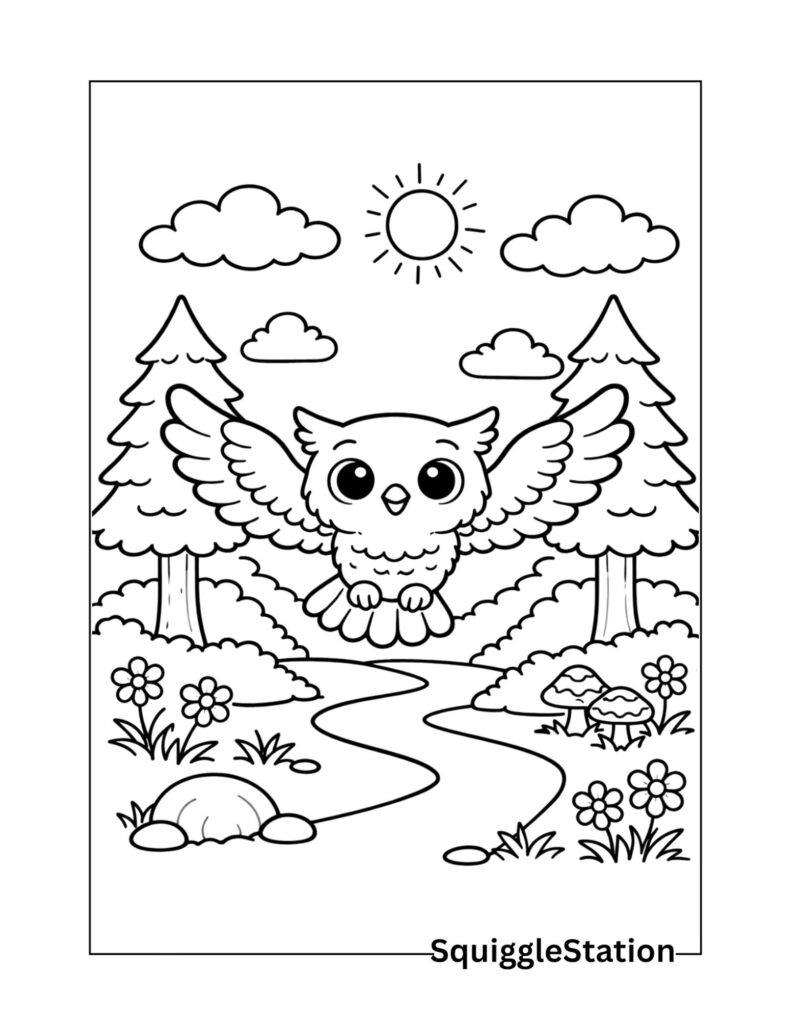Cute Woodland Animals Coloring Pages (Free Printables) 10 Woodland owl coloring page printable for kids