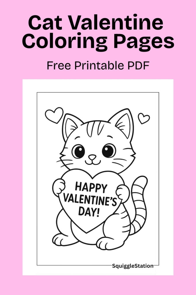 Pinnable image for sharing this cat coloring pages article on Pinterest. 