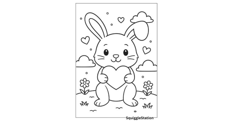 Valentine Bunny Coloring Pages – Free Printable Kawaii Rabbit Coloring Sheets for Kids