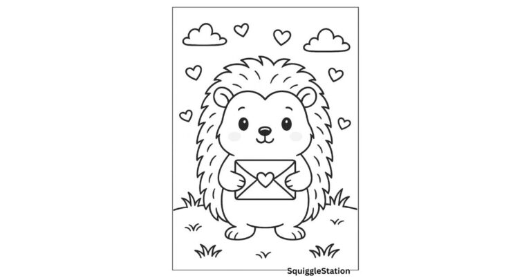 Valentine Hedgehog Coloring Pages – Free Printable Kawaii Hedgehog Coloring Sheets for Kids
