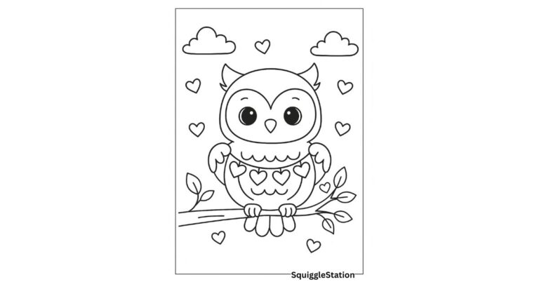 Valentine Owl Coloring Pages – Free Printable Kawaii Owl Coloring Sheets for Kids