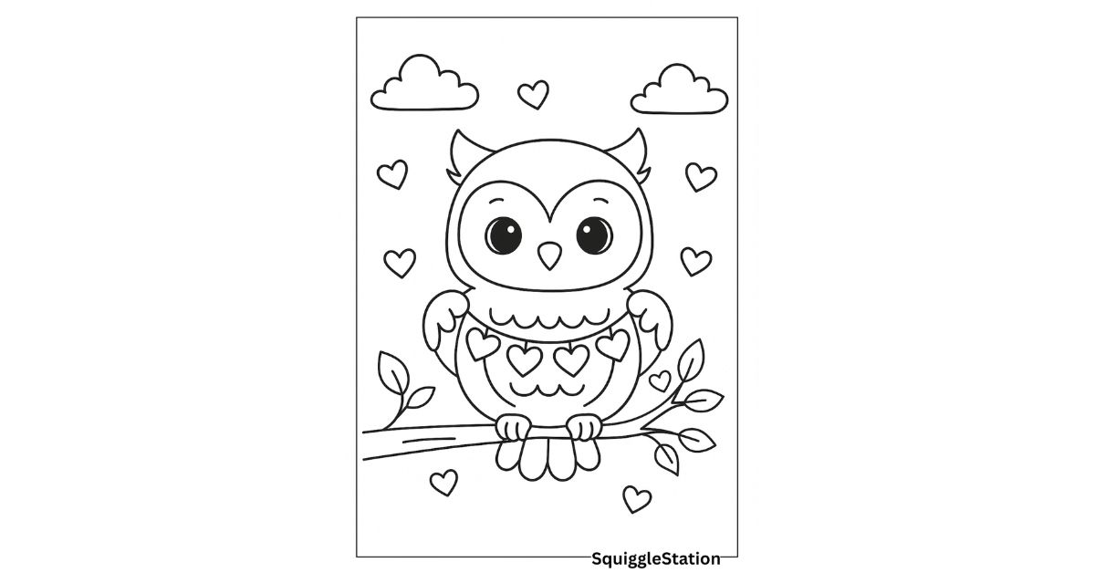 Valentine Owl Coloring Pages – Free Printable Kawaii Owl Coloring Sheets for Kids