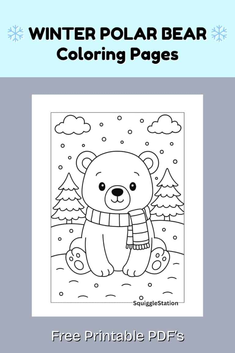 Cute Polar Bear Christmas Coloring Pages (Free Printables ...