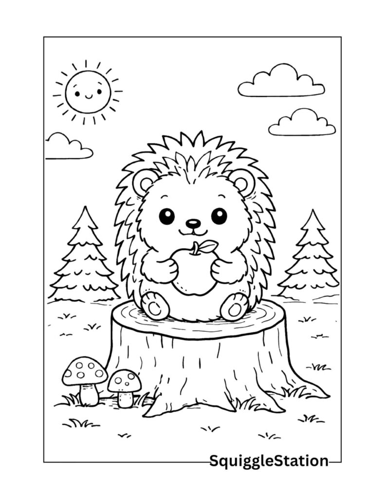 Cute Hedgehog Coloring Pages (Free Printable PDFs) 3 Cute baby hedgehog coloring page with a small hedgehog and simple lines