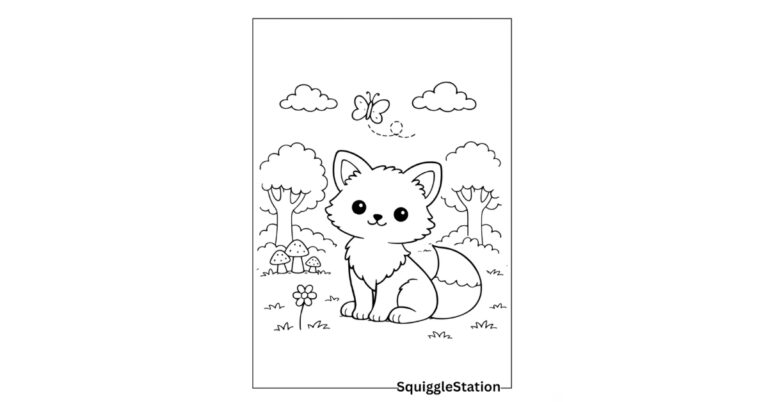 Cute fox coloring pages featuring adorable woodland foxes, free printable PDFs for kids