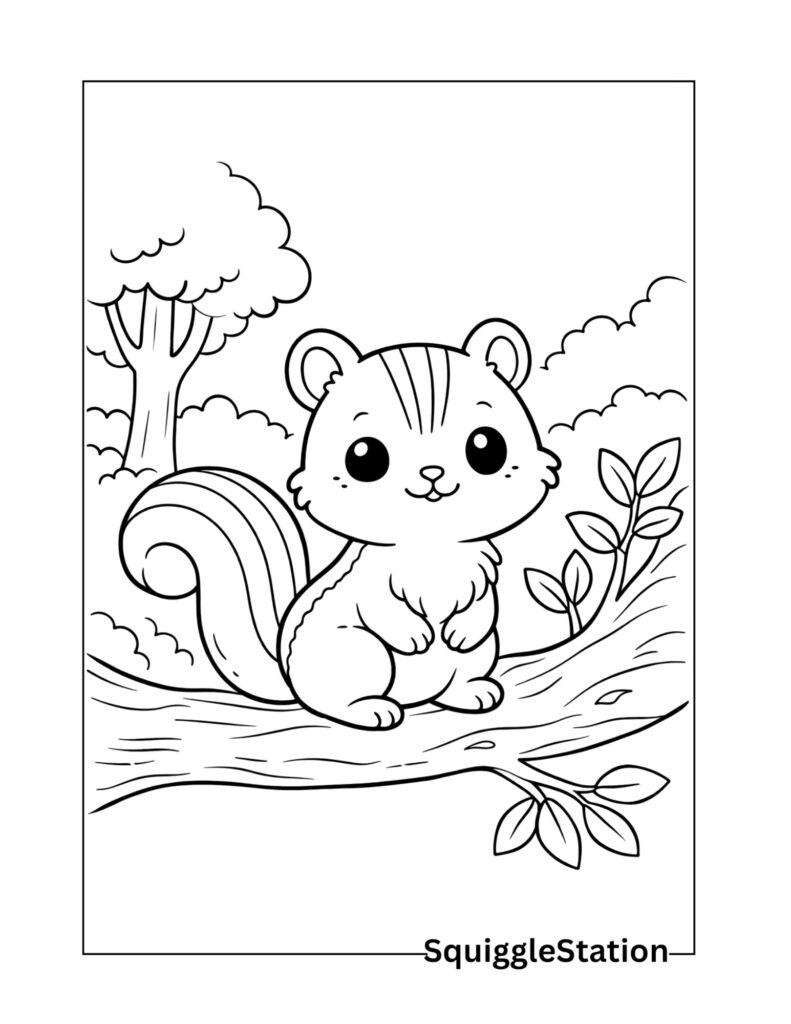 Baby chipmunk coloring page printable