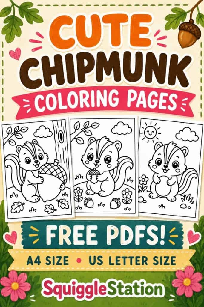 Cute Chipmunk Coloring Pages (Free Printable PDFs) 9 cute chipmunk coloring pages social share image