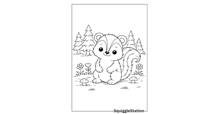Cute skunk coloring pages free printable for kids