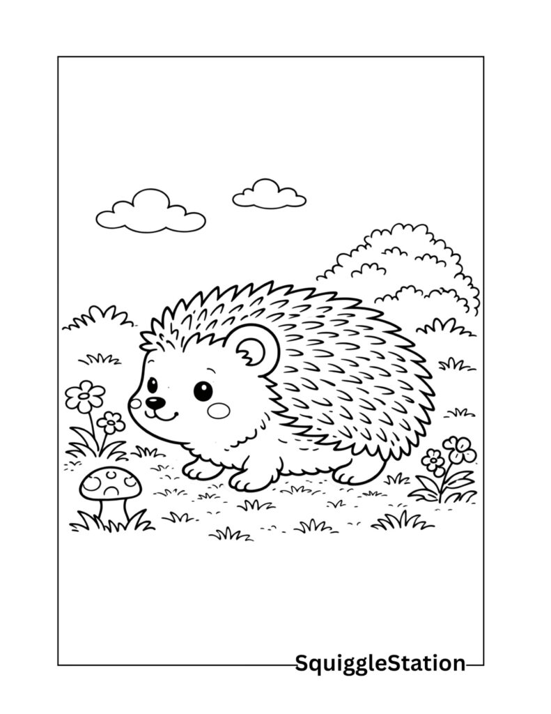 Cute Hedgehog Coloring Pages (Free Printable PDFs) 13 hedgehog facing left coloring page