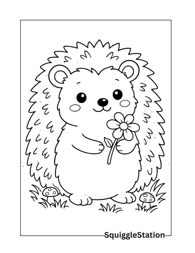 Cute Hedgehog Coloring Pages (Free Printable PDFs) 5 hedgehog in grass coloring page