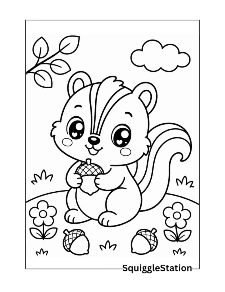 Cute Chipmunk Coloring Pages (Free Printable PDFs) 4 Kawaii Chipmunk Coloring Page Free Printable PDF