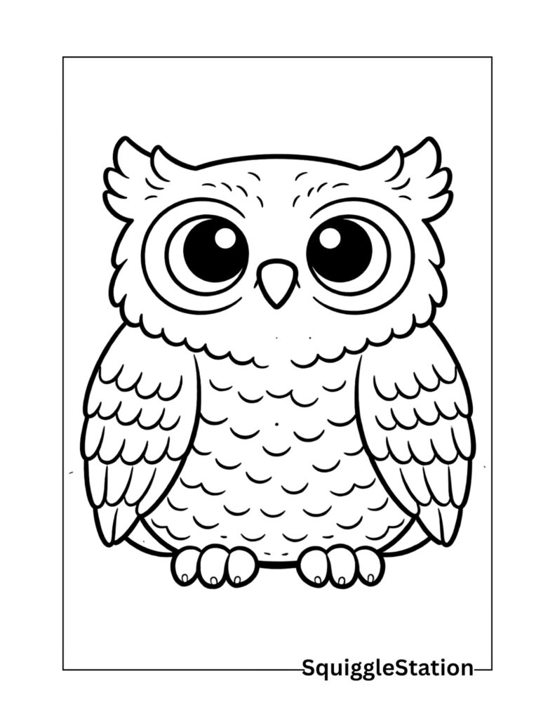 large owl outline coloring page