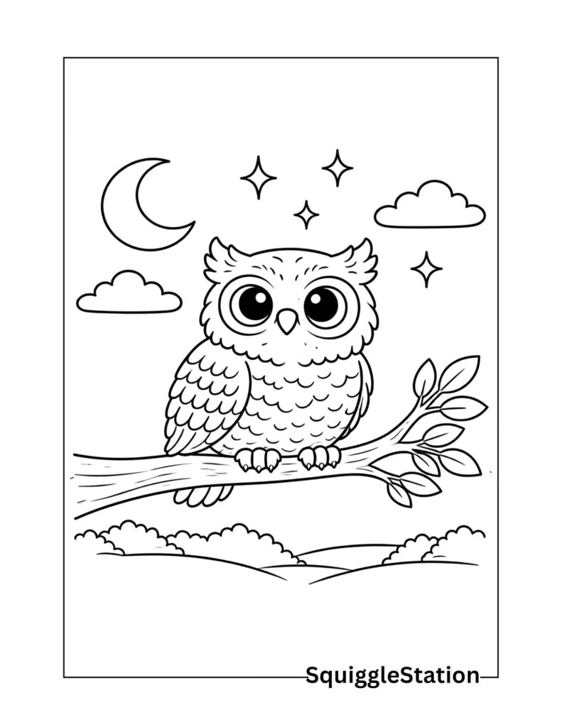 nocturnal owl coloring page