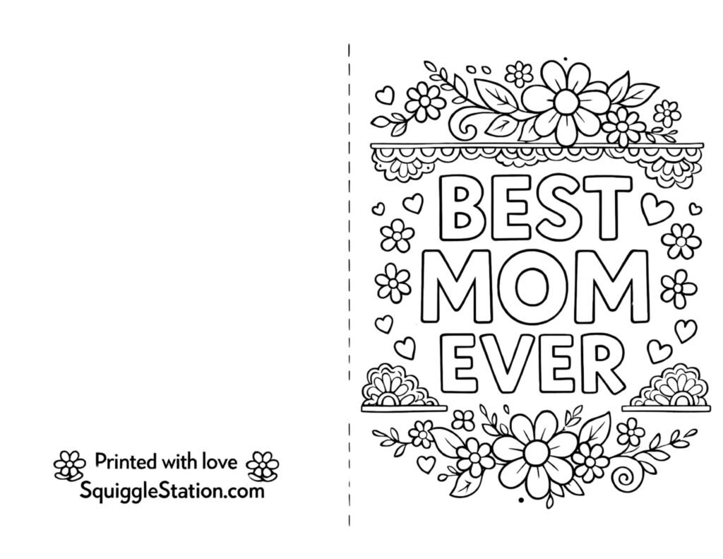 Best Mom Ever coloring card printable