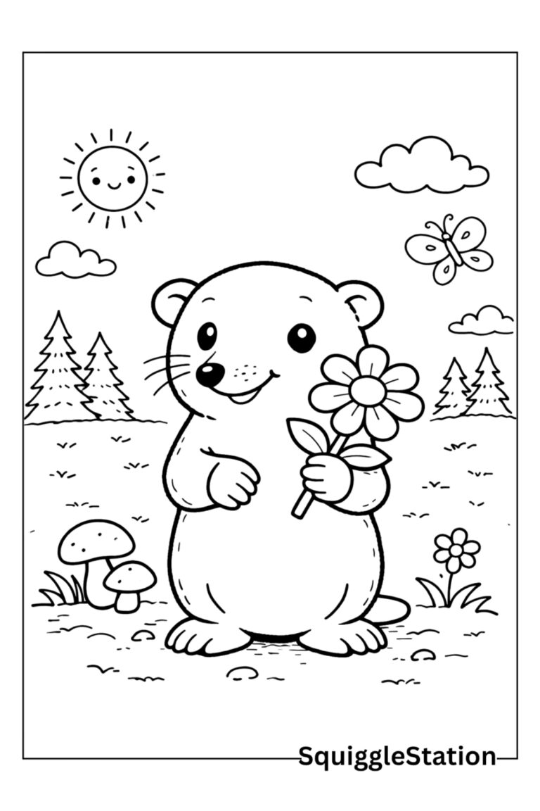 mole coloring pages free printable cute woodland animal coloring sheets for kids