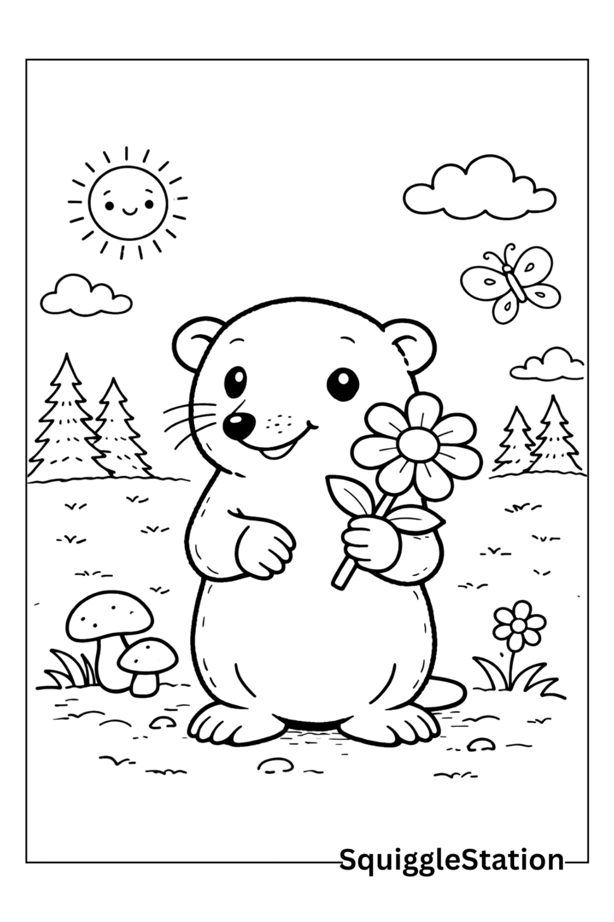 mole coloring pages free printable cute woodland animal coloring sheets for kids