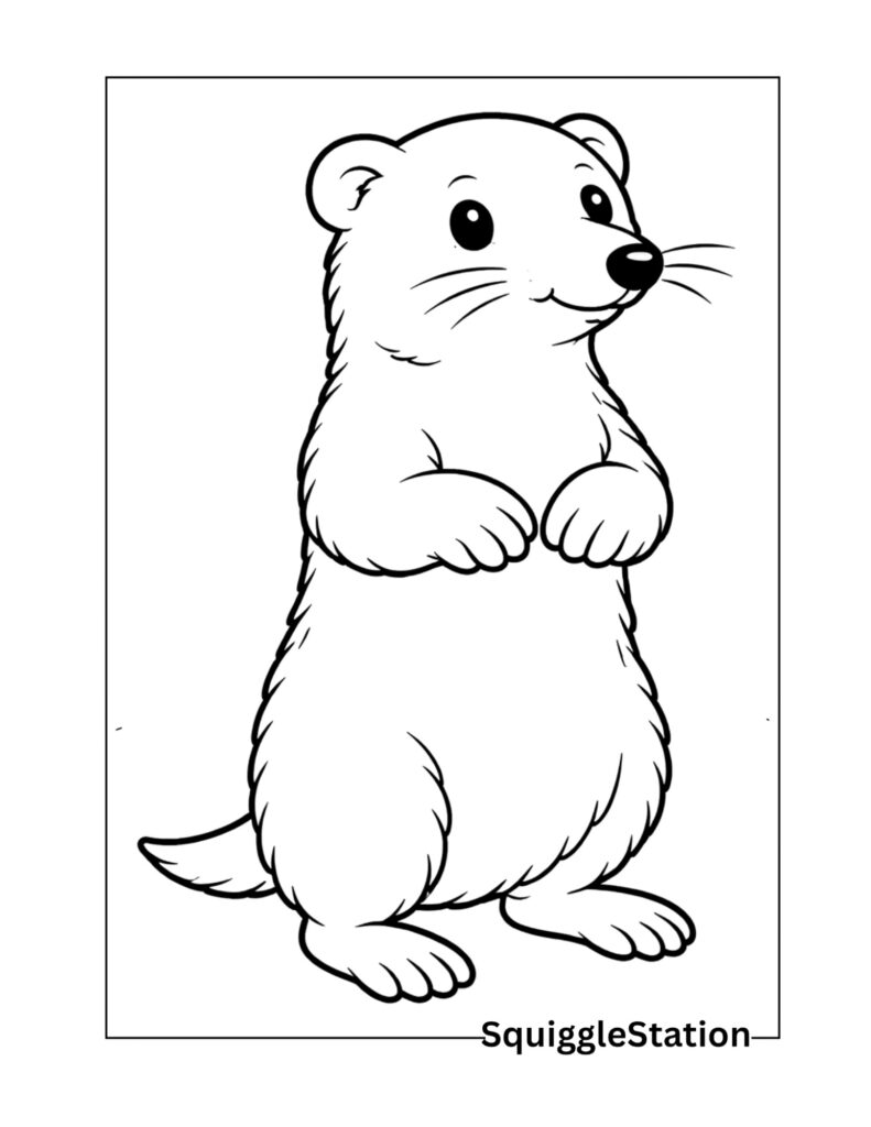 easy mole coloring page for kids simple animal outline printable