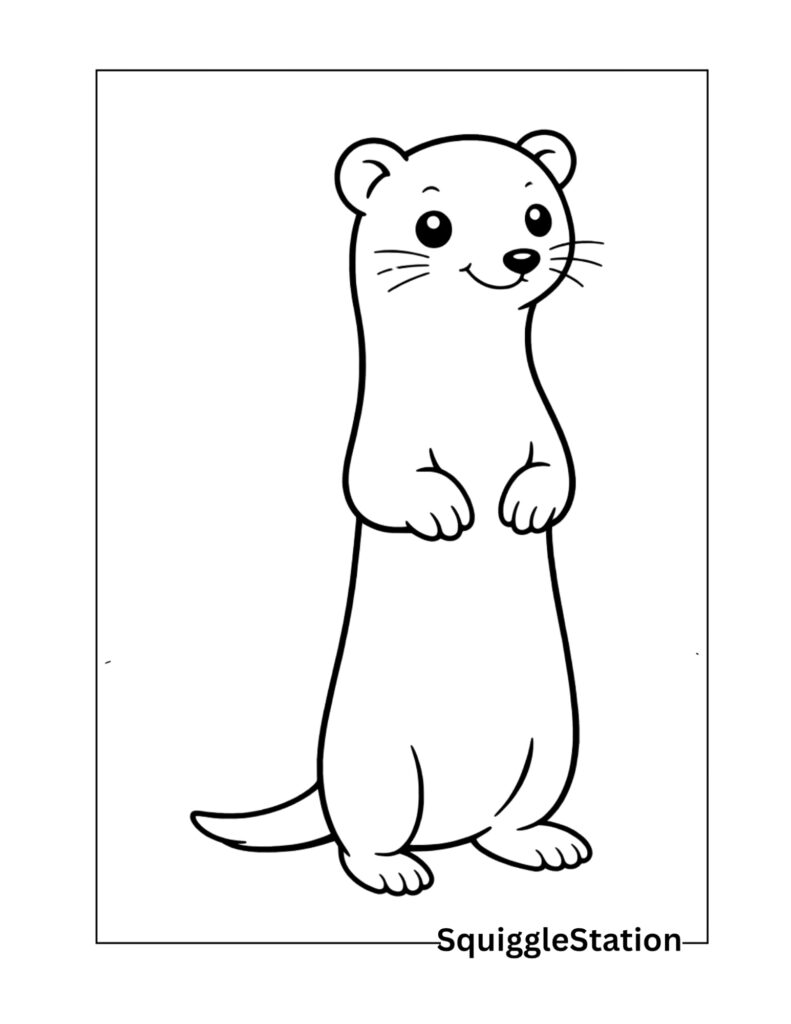 Cute Weasel Coloring Pages (Free Printable PDFs) 2 easy weasel coloring page for kids simple woodland animal printable outline