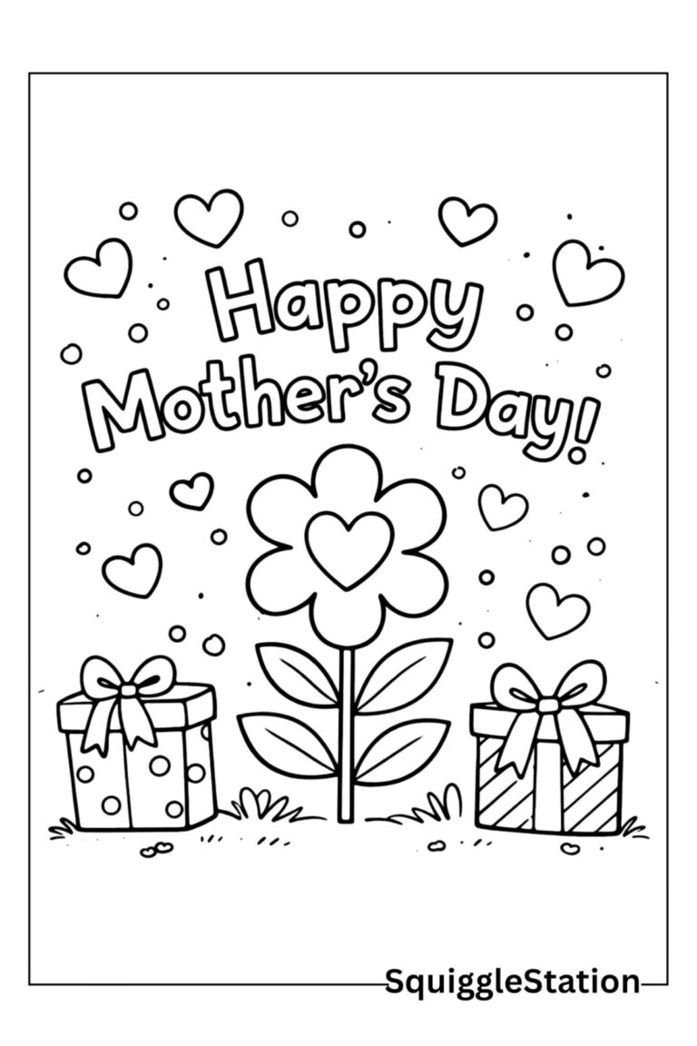 Mother’s Day coloring pages free printable for kids with flowers hearts and sweet designs