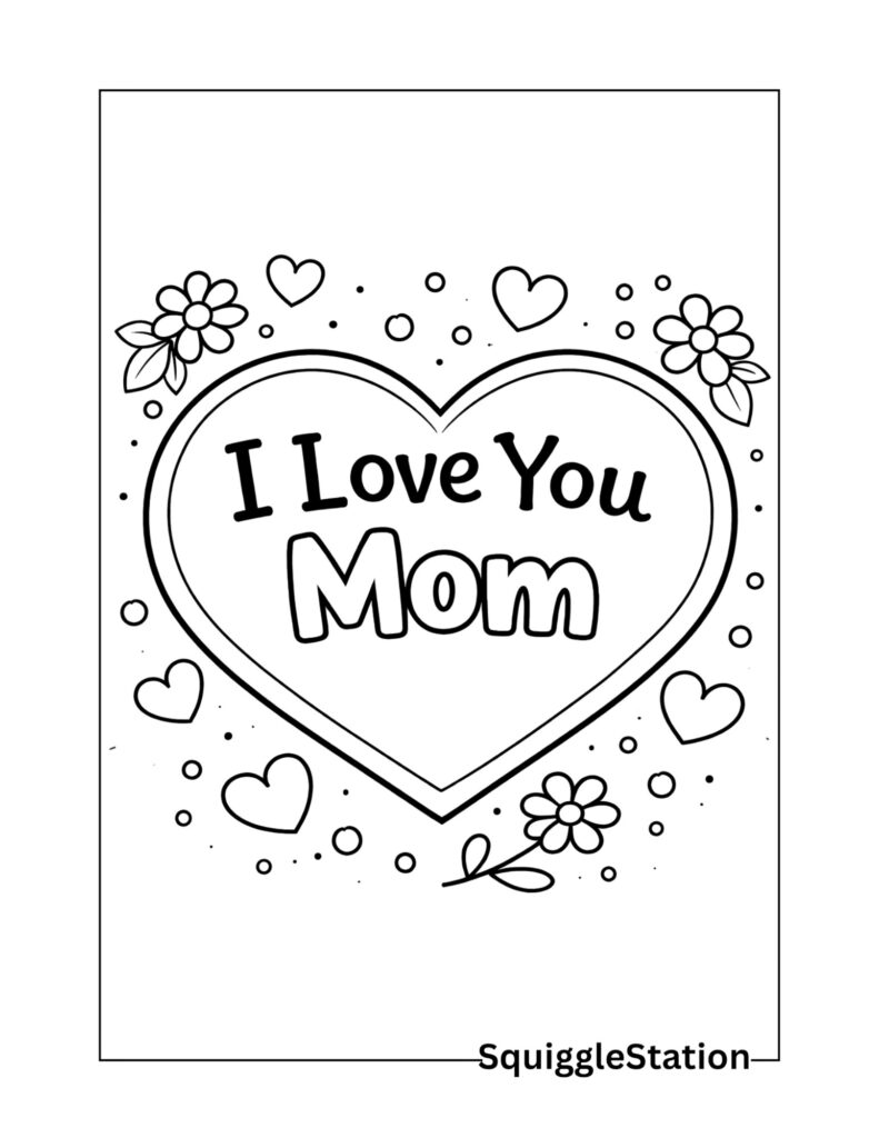 Mother’s Day Coloring Pages (Free Printable PDFs) 4 Simple Mothers Day heart coloring page for kids