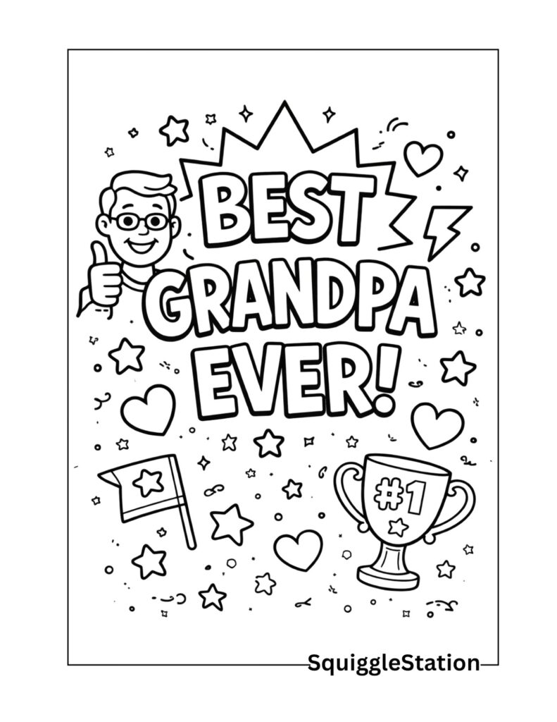 best grandpa ever coloring page free printable for kids fathers day gift idea