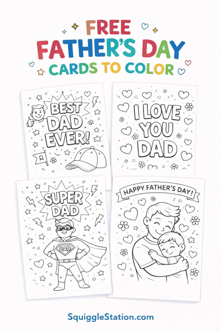 free fathers day cards to color printable for kids with cute designs including best dad ever and super dad