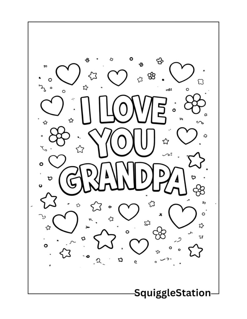 i love you grandpa coloring page free printable for kids with hearts fathers day