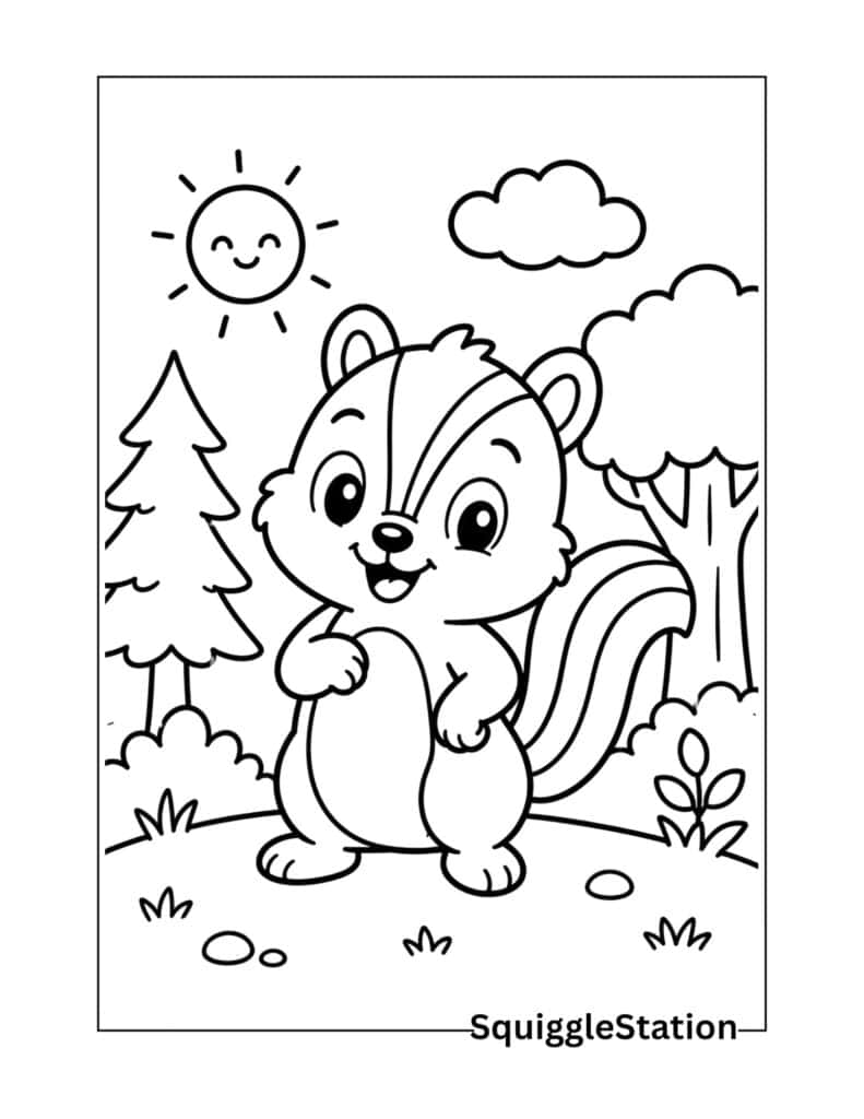 Cute Chipmunk Coloring Pages (Free Printable PDFs) 6 Happy Forest Chipmunk Coloring Page Printable PDF