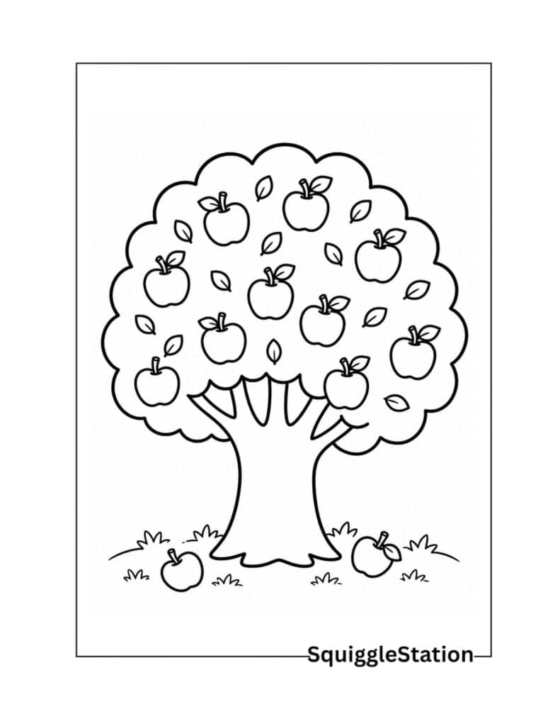 Free Apple Coloring Pages (Cute & Easy Printable PDF Sheets) 6 Apple tree coloring page printable