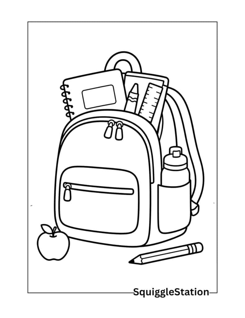 Back to School Coloring Pages (Free Printable PDFs for Kids) 4 Cute backpack coloring page printable for back to school