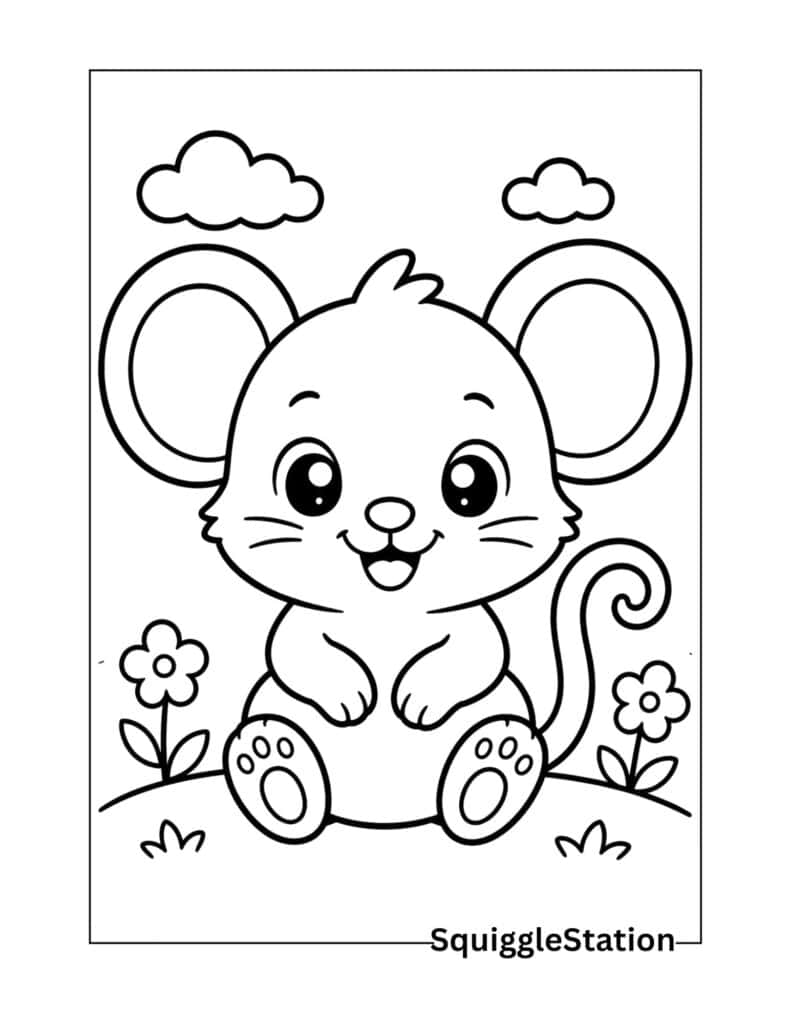 Cute Mouse Coloring Pages (Free Printable PDF Sheets for Kids) 2 Cute baby mouse coloring page printable.