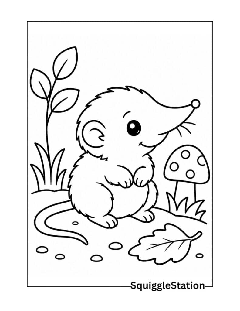 Cute Shrew Coloring Pages (Free Printable PDFs for Kids) 2 Cute baby shrew coloring page printable.