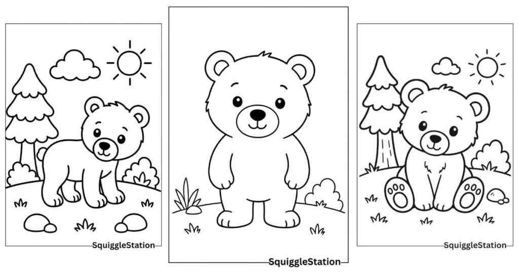 Cute Woodland Animals Coloring Pages (Free Printables) 3 bear article preview image