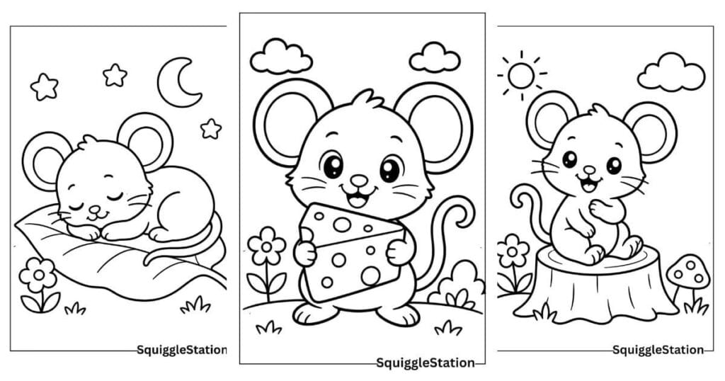 Cute Woodland Animals Coloring Pages (Free Printables) 9 cute mice coloring pages article preview image