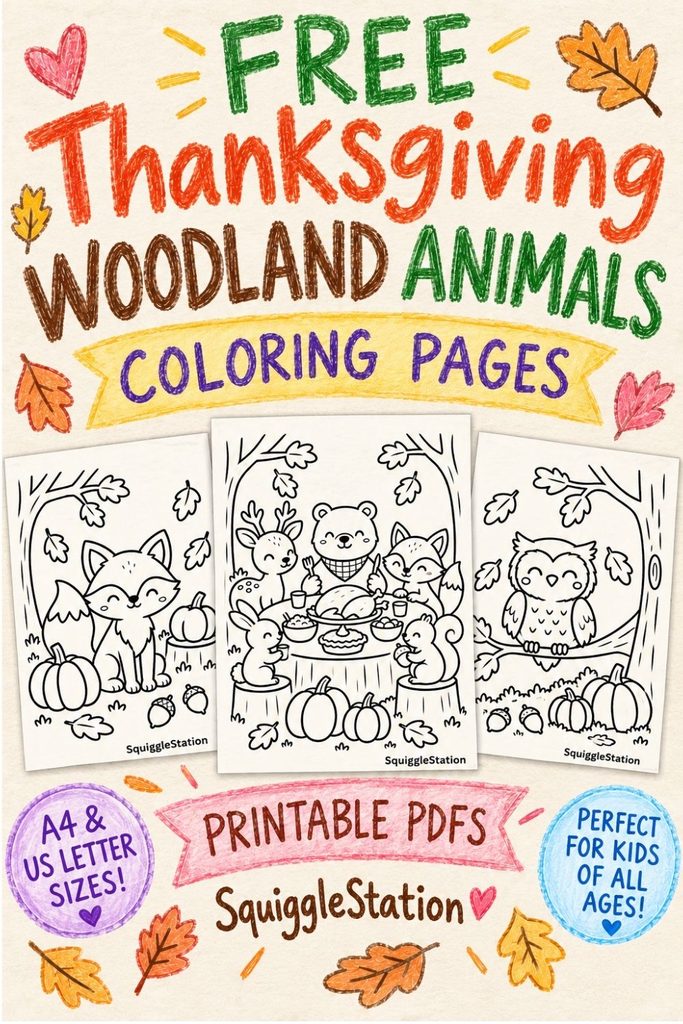 Thanksgiving Woodland Animals Coloring Pages (Cute Free Printables) 12 Cute Thanksgiving woodland animals coloring pages featuring forest friends, pumpkins, acorns, and fall leaves